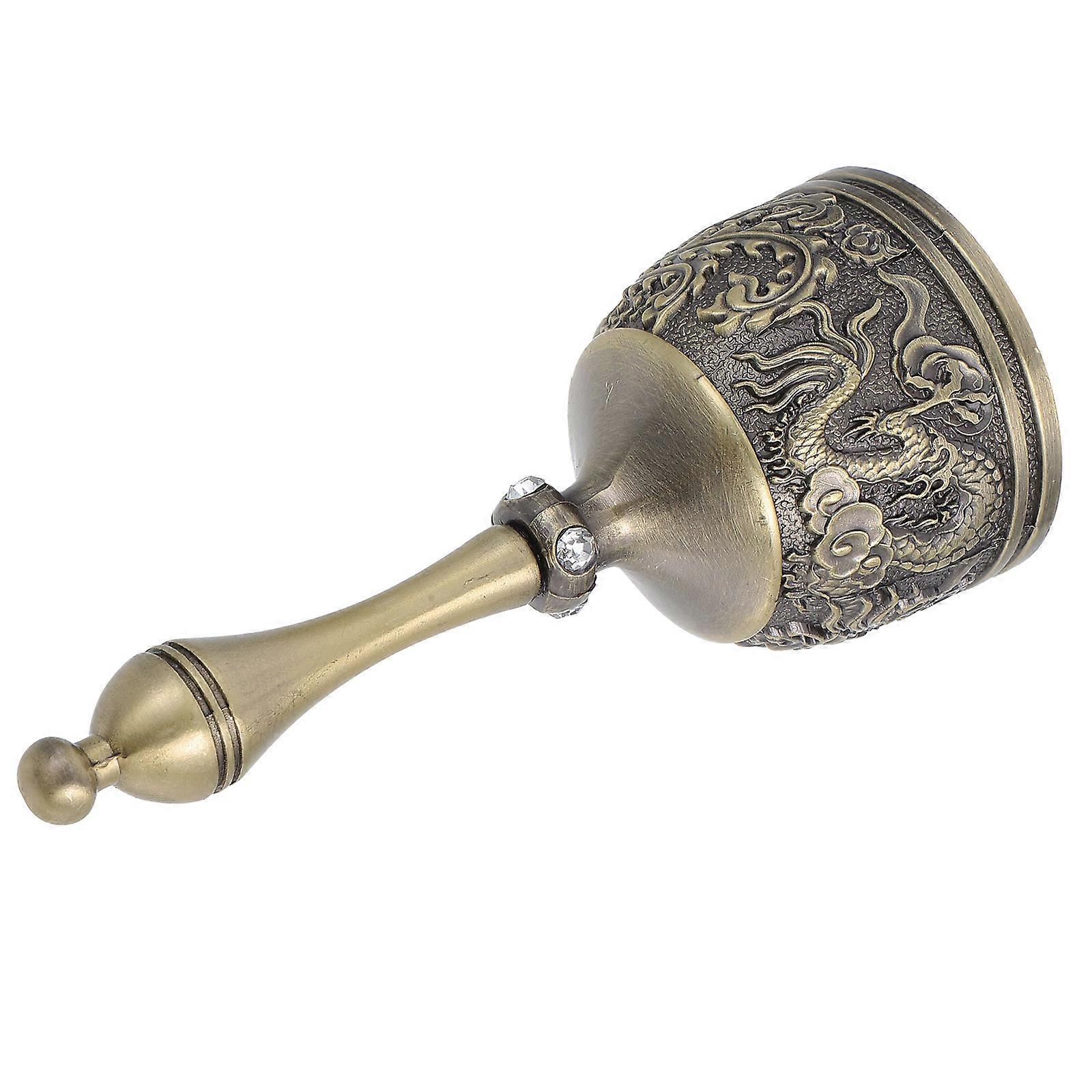Vintage Chinese Dragon Phoenix Metal Hand Bell with Ergonomic Handle – Clear Resonant Sound for Classroom, Yoga, Prayer, Elderly Assistance, and