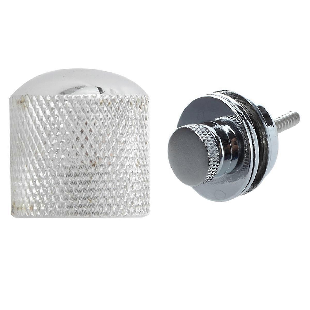 Flat Head Chrome Strap Lock for Electric Guitar with 4X Guitar Dome Control Knobs for Tele Replaceme