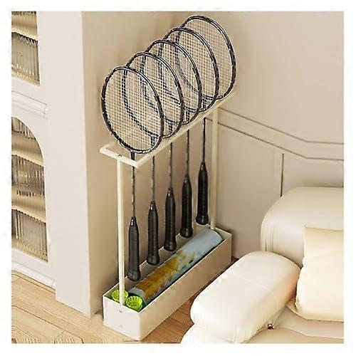 Multi-Sport Equipment Organizer and Storage Rack for Balls, Rackets, and Gear with Bottom Basket, One Size, White