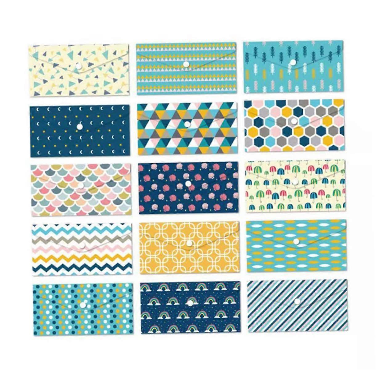 15 Pieces Money Envelopes with Snap Closure, Budget Envelopes Made of Plastic with Budget Tracking Sheets