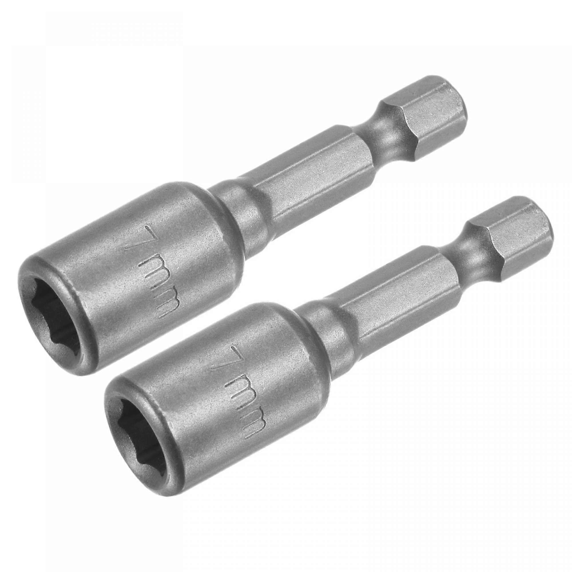 Quick Change Socket Spanner Bit Pack Of 2 1/4 Inch Hex Shank Magnetic 7 Mm 1.89 Inch Length