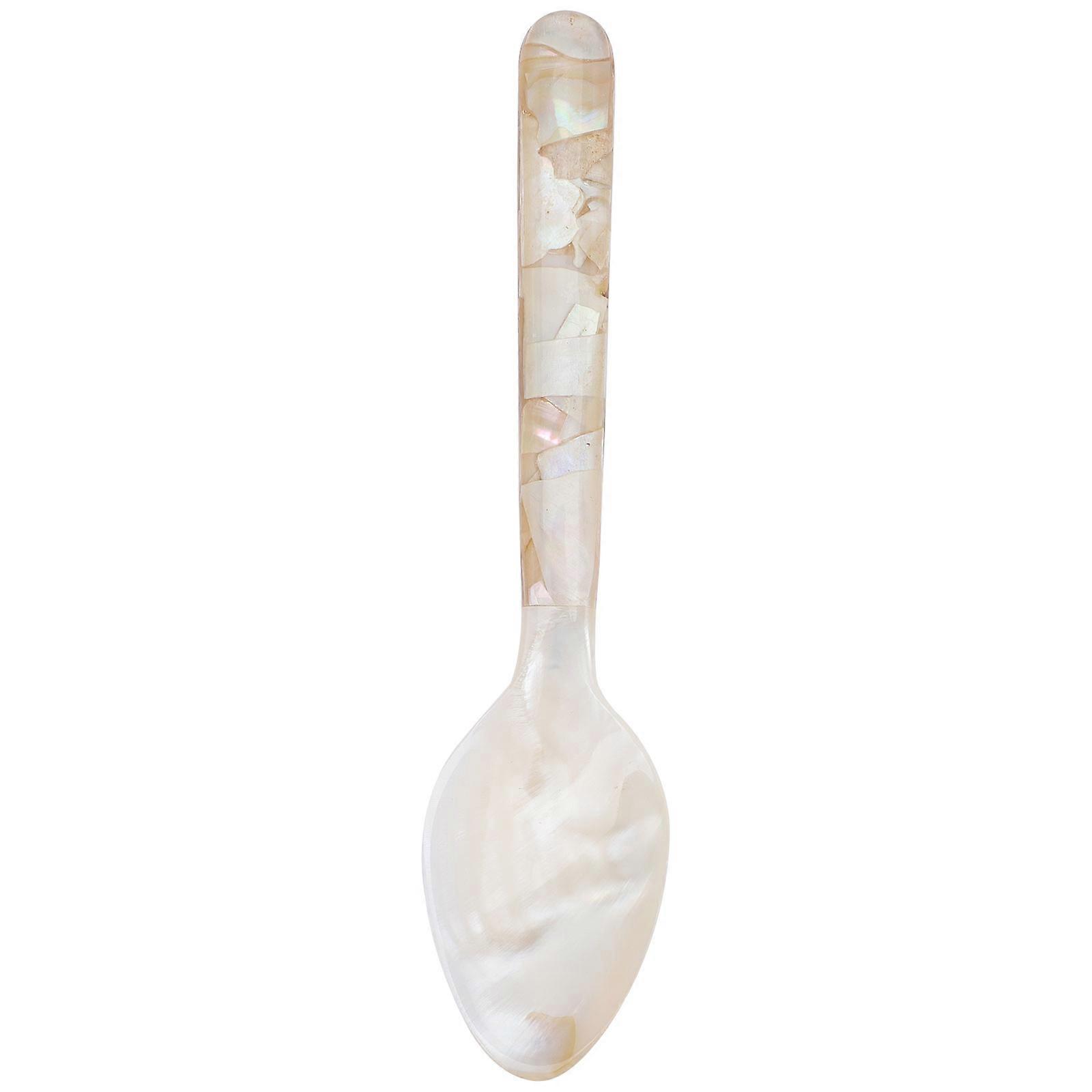 Beige Shell Spoon Multiuse Dessert Spoon Caviar Server Comfortable Hand Feeling 8.5 Inch