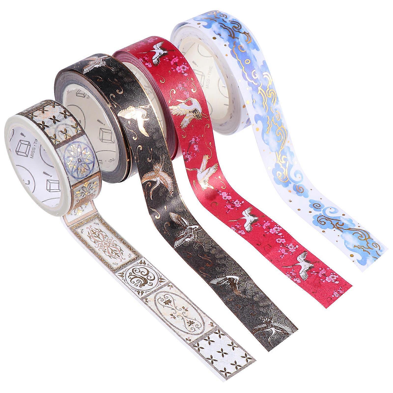 4 Rolls Gold Foil Washi Tape Set Decorative Masking Tape for Scrapbooking, Crafts, Creative Projects & Party Decorations (Random Patterns)