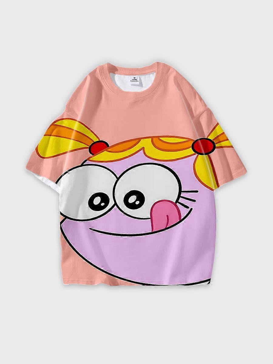 T-shirt round neck Anime Pattern loose short sleeve D1411