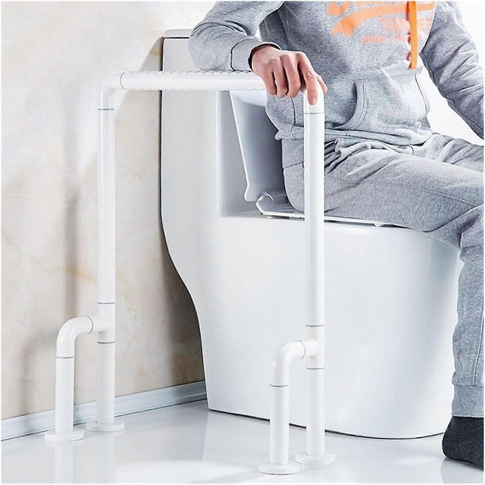 Standing Aid Toilet Frame With Non-Slip Seat Support Bar And Toilet Grab Handles Night Vision Function White