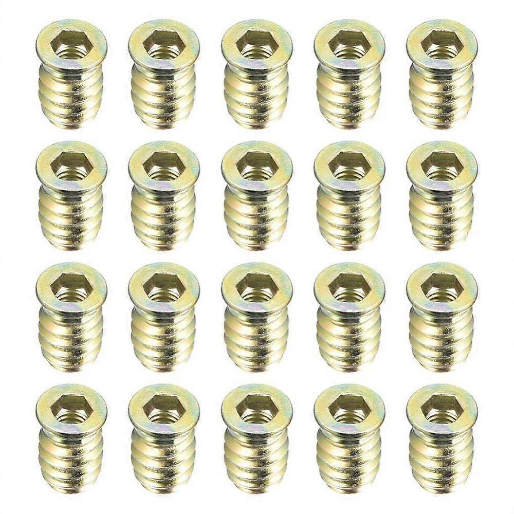 20Pcs M6 M8 M10 Wood Furniture Screw-in Nut Carbon Steel Hex Socket Drive Threaded Wood Inserts