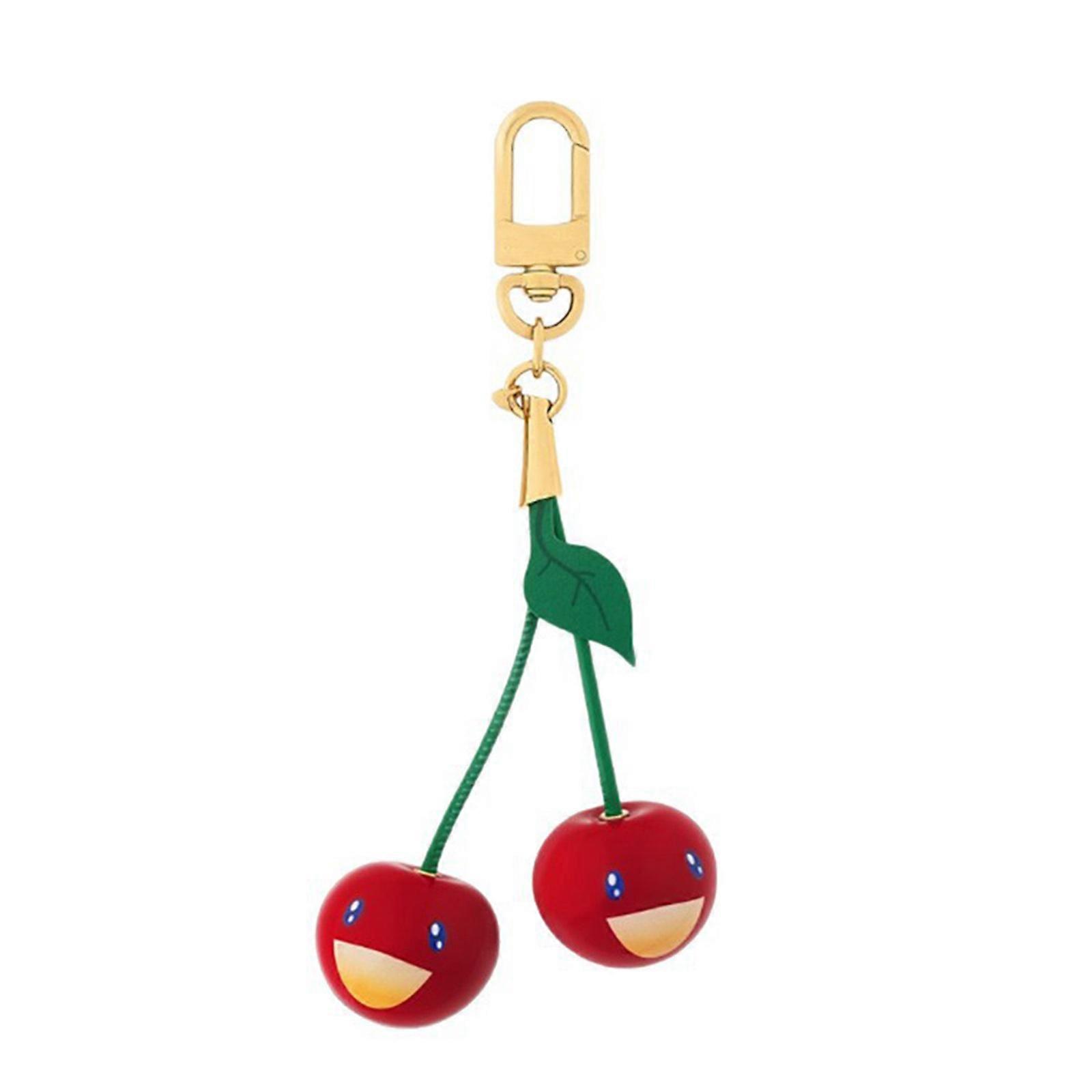 User Friendly Smiling Face Cherry Keychain Safe Resin Charm Pendant for Everyday Use Stylish Gift Multicolor