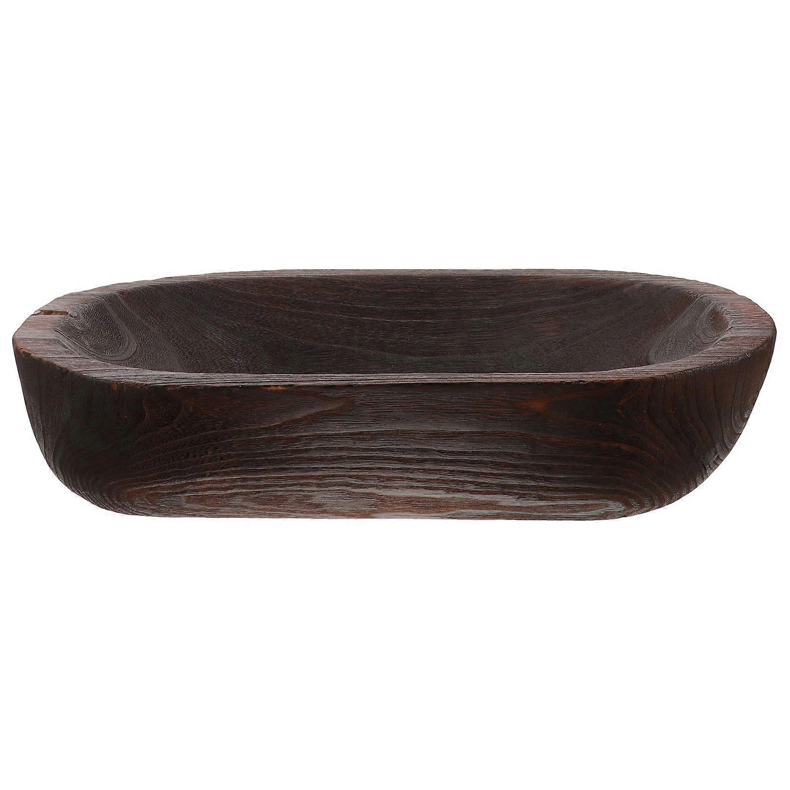 Rustic Wooden Dough Bowl Centerpiece Tableware Dining Table 15.9×8.6×3.9in Storage 1Pcs