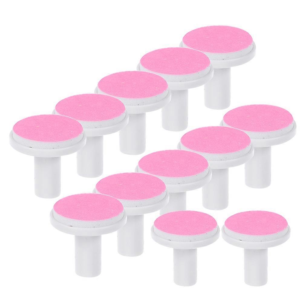 Durable Electric Nail File Replacement Heads for Adults Nail Trimming Compatible with Most Buffers Pink 12 Pcs