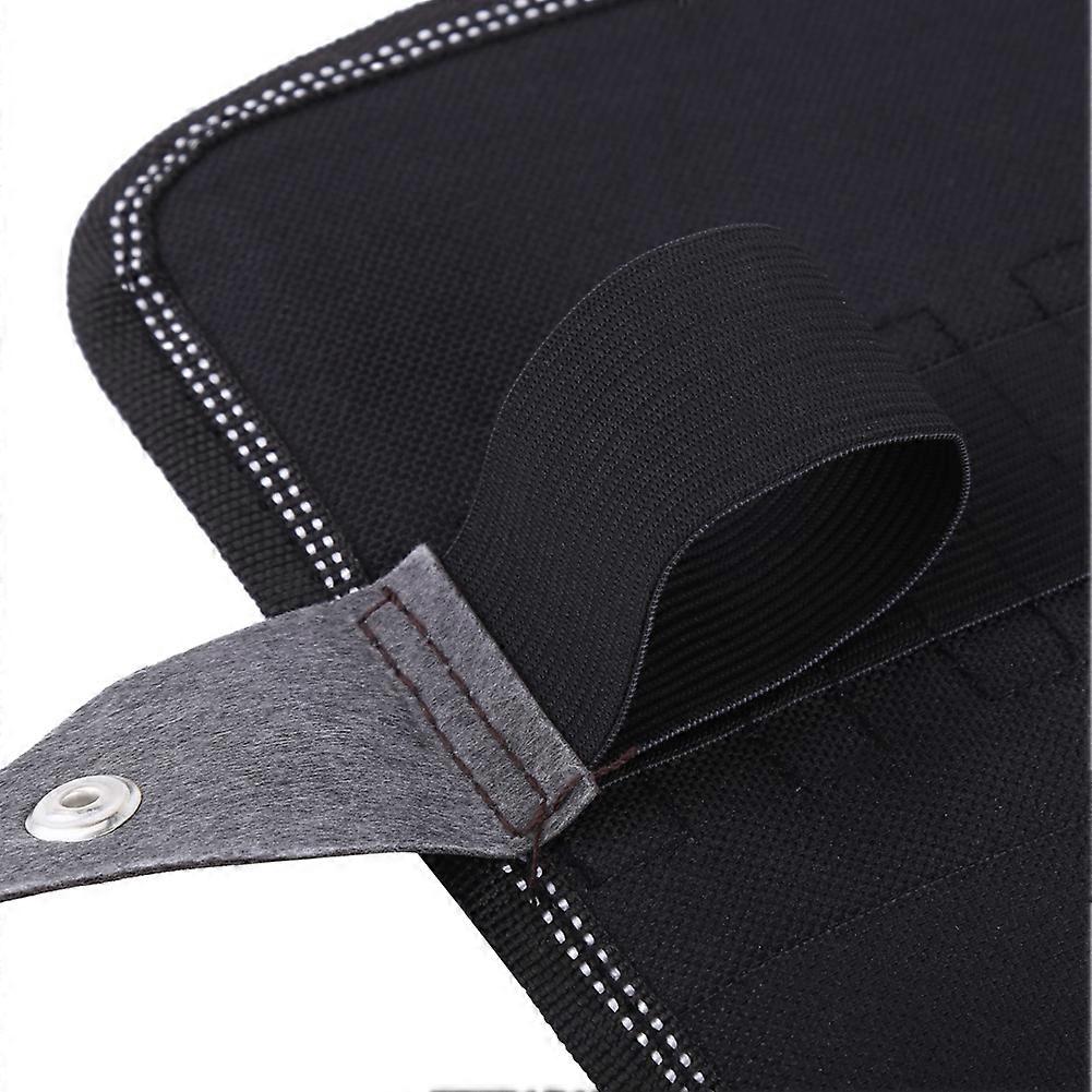 Black Roll Up Pencil Wrap Organizer Case With Snap Strap (36 slots)