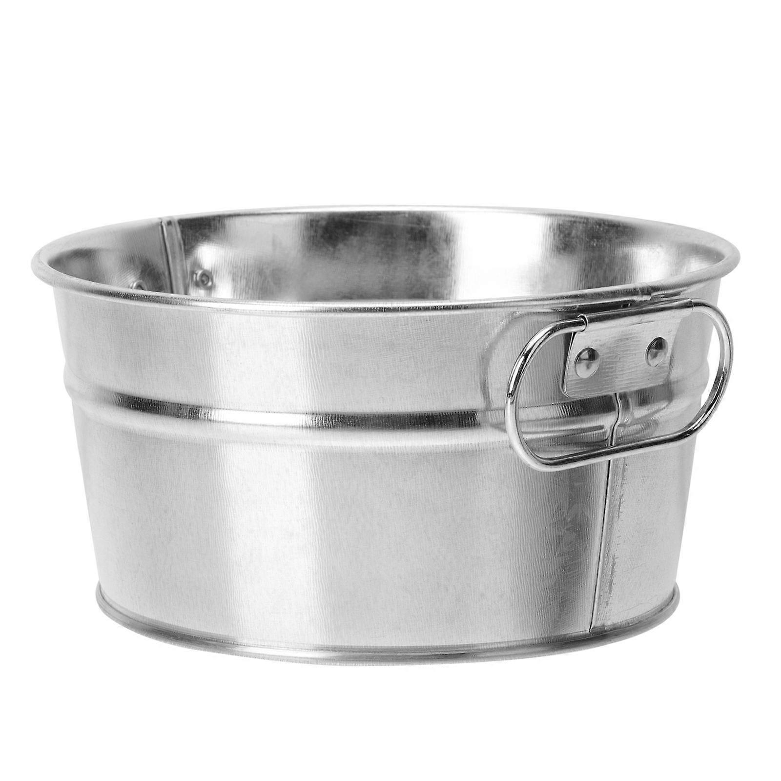 Stainless Steel Snack Bucket Large Capacity Food Storage Container for Restaurant Use Silver