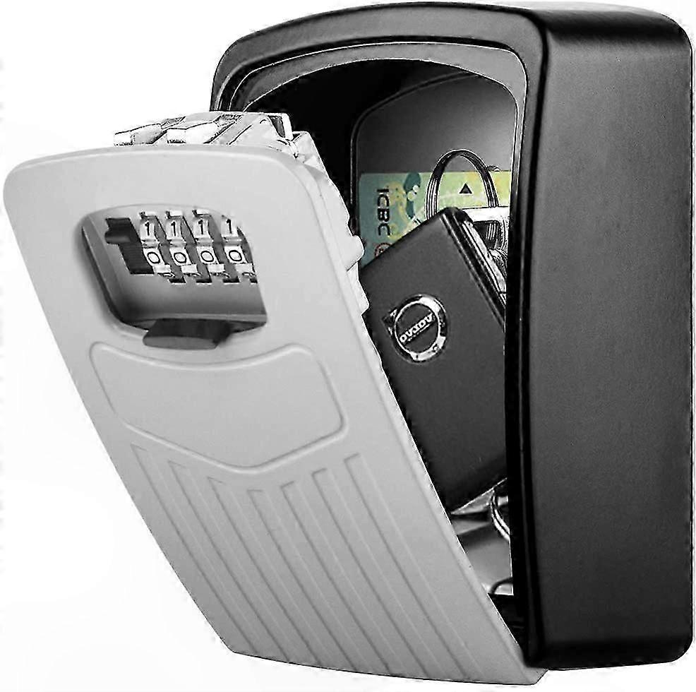 Wall Mounted Key Safe with 4-Digit Code, Durable Large Key Box for Secure Storage, Gray