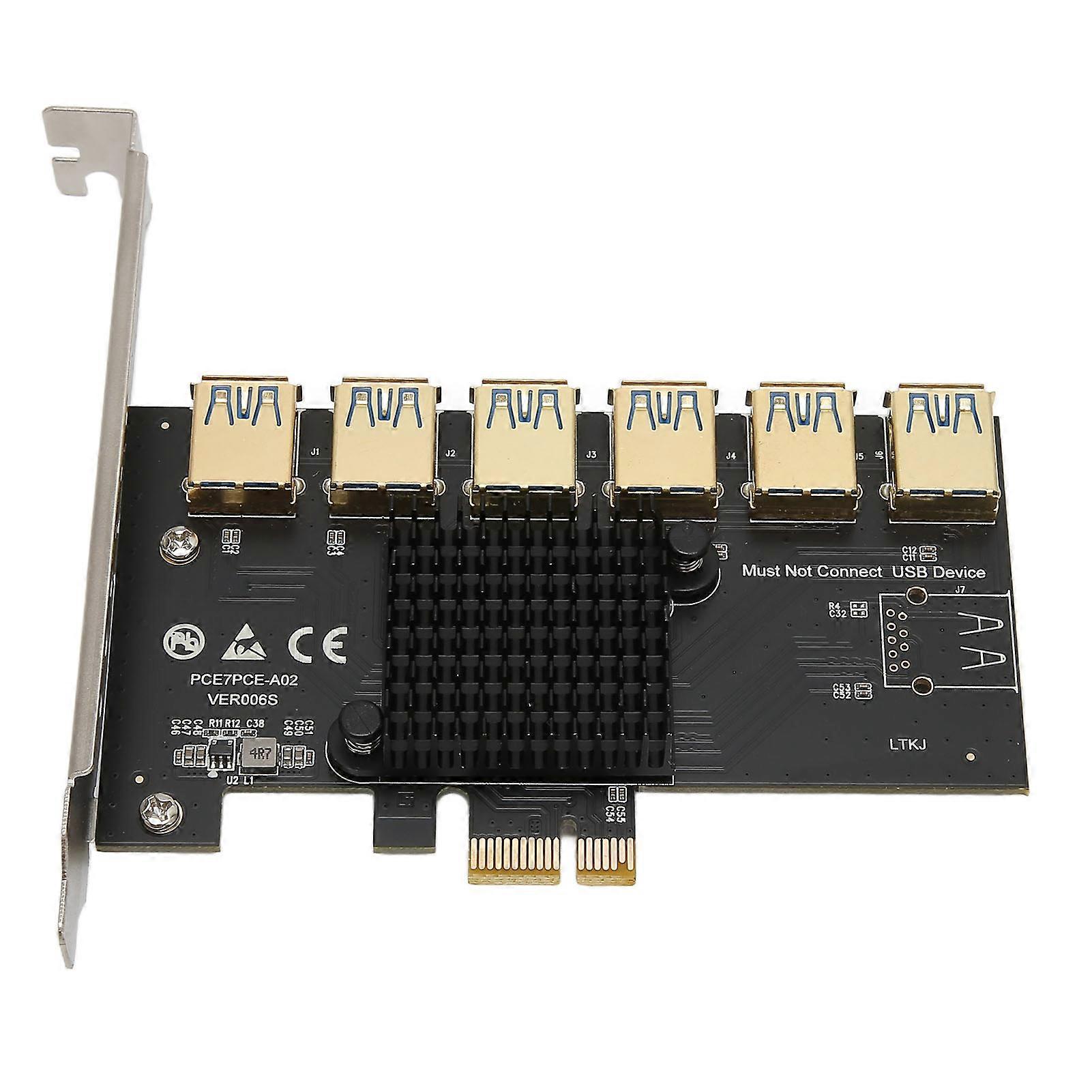 PCIE 1 to 6 Riser Card PCIE 1X USB3.0 Graphics Extension Easy Install Widely Compatible PCIE 1 to PCIE 6 Adapter Card