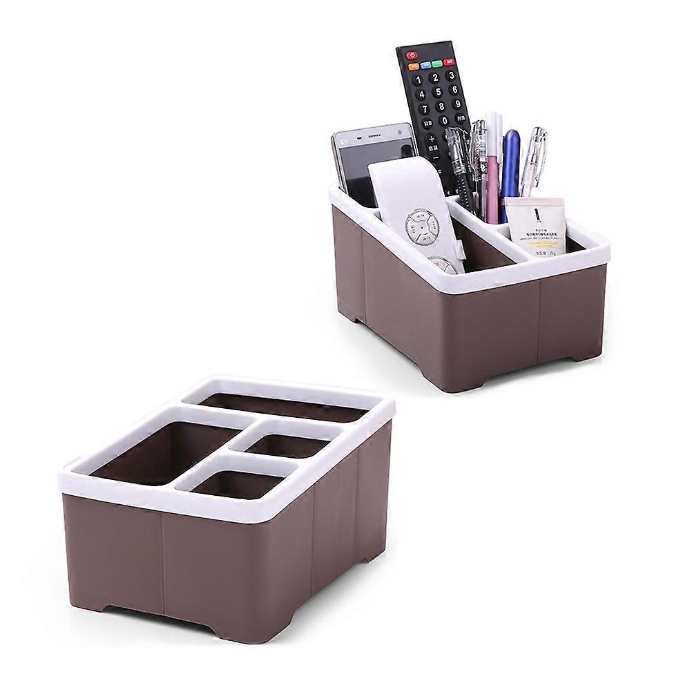 Makeup Organizer Holder Box For Desktop Organizer Coffee Color Square Shape 1Pack