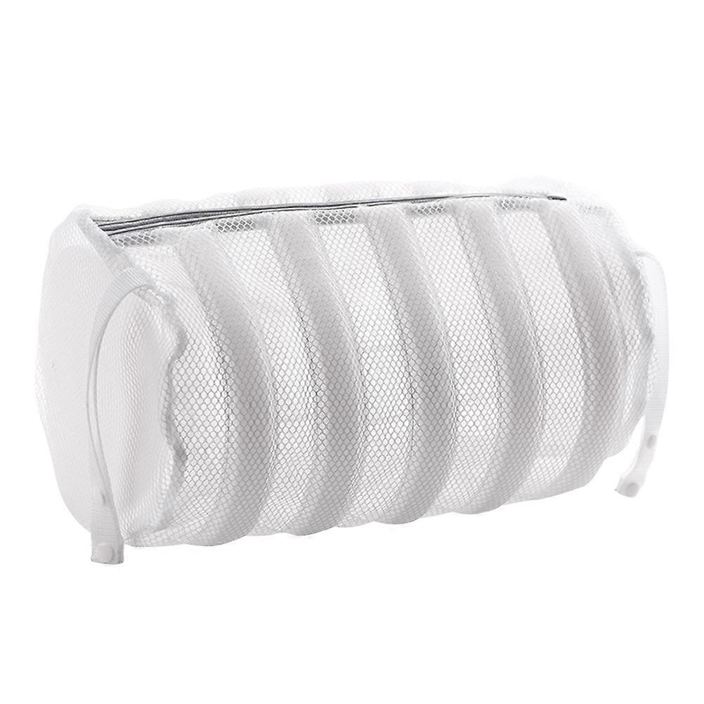 White Mesh Bag for Shoes Storage and Travel with Zipper Closure Cylinder Shape Fits All Sizes