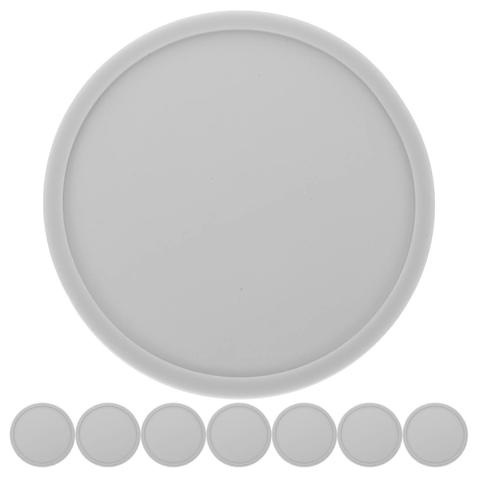 8pcs Round Thickened Cup Mat Practical Coasters Non slip Heat Insulation Pad for Home Kitchen(Light Grey)