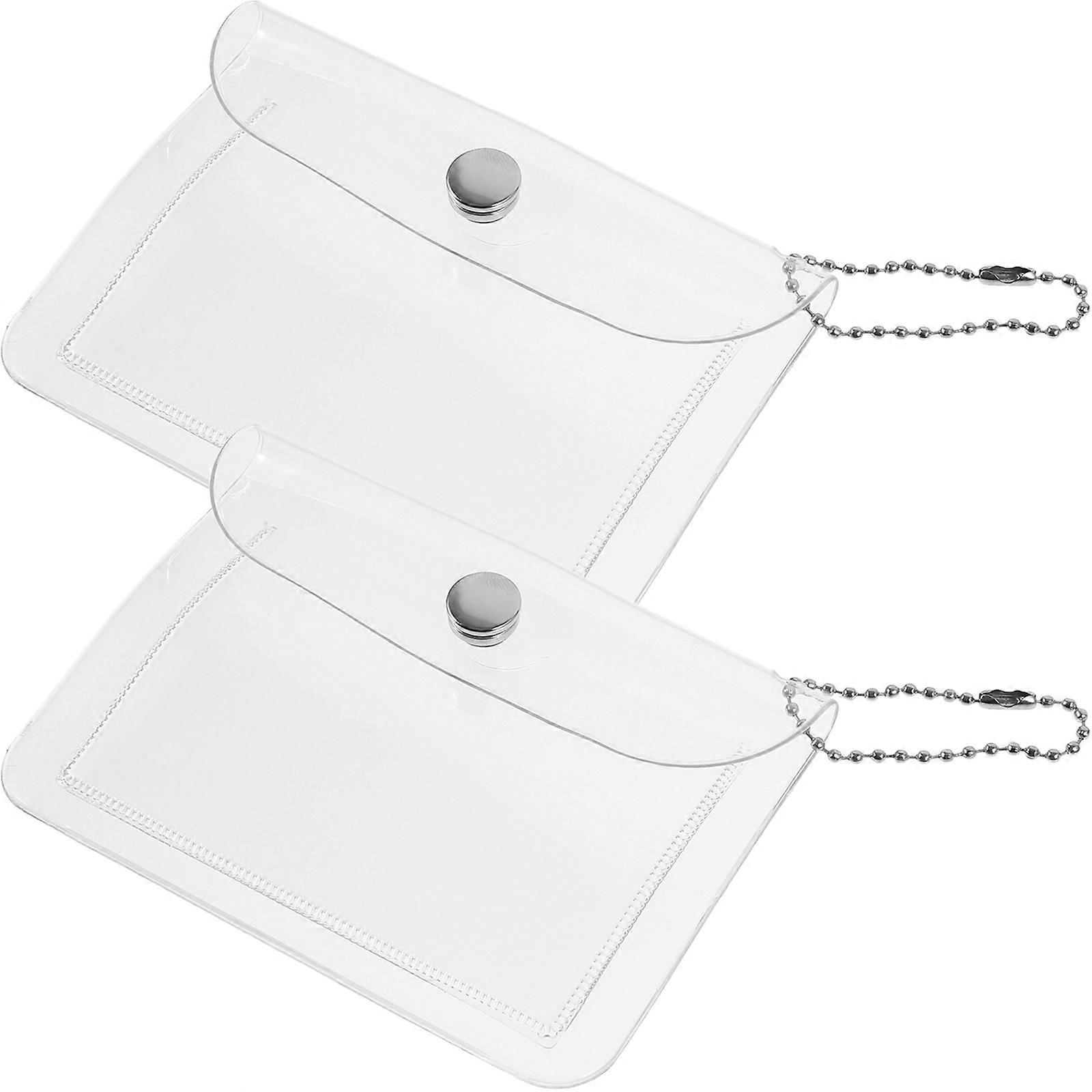 Durable PVC Transparent Money Bag With Snap-Button Closure For Travel And Gifts 2Set
