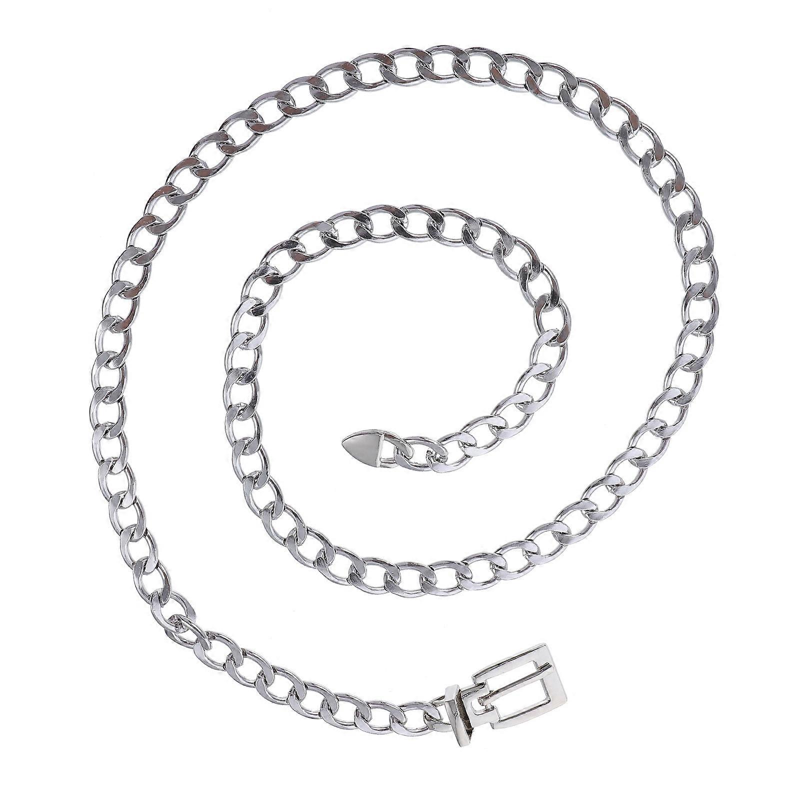 Punk Chain Belt For Casual Parties And Cosplay Events 110X1.3X0.5Cm Silver Waist Strap 1Set
