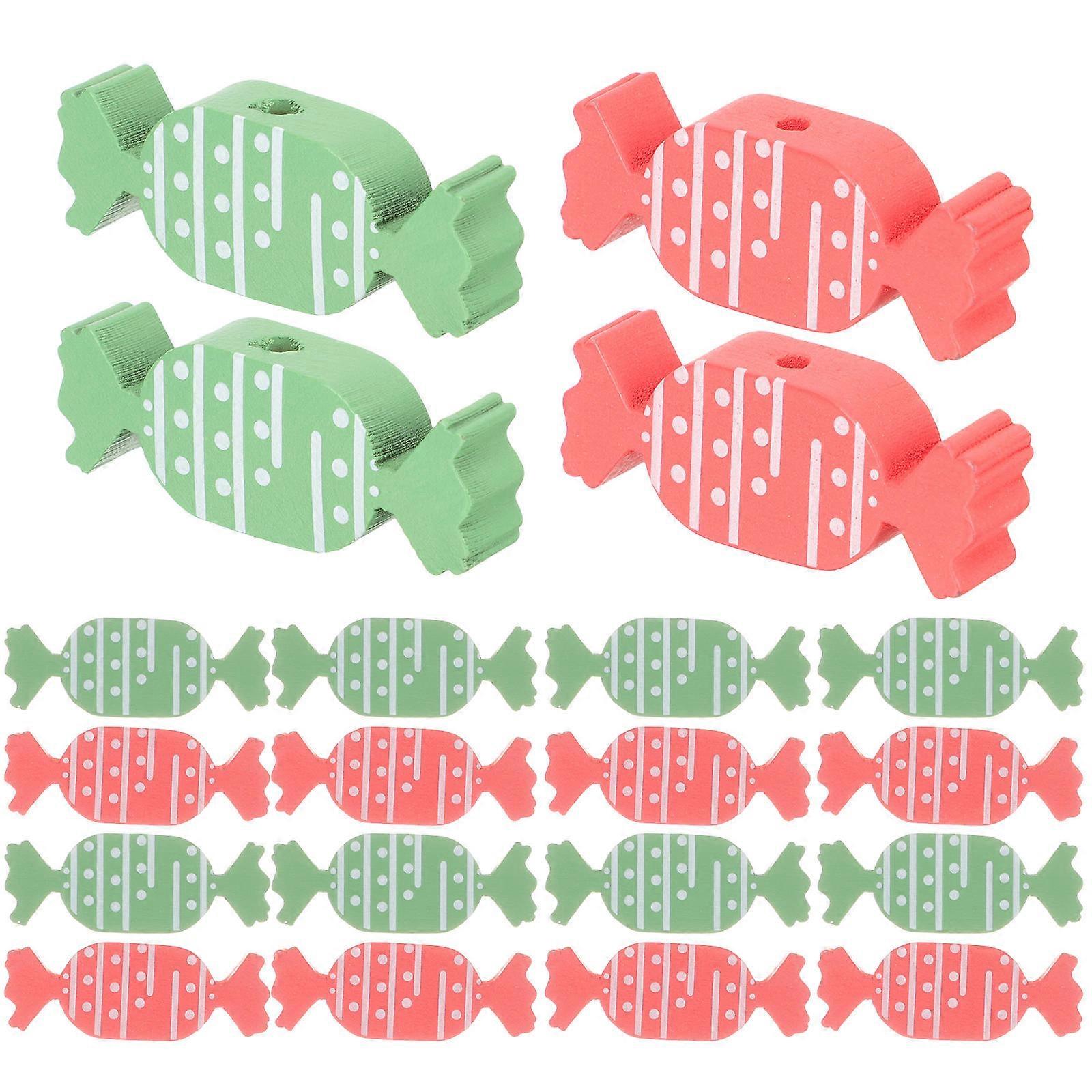 Candy Shape Assorted Color Wooden Loose Beads For DIY Crafts 20Pcs Perfect For Photography Props And Holiday Projects