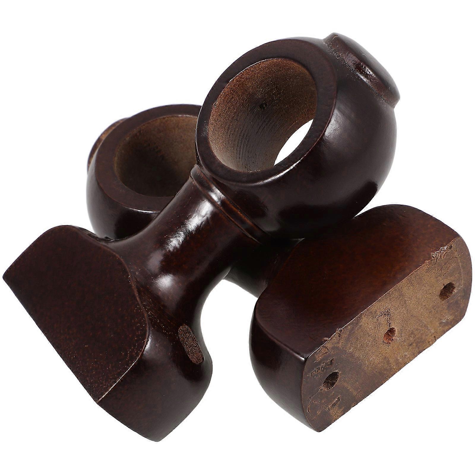 Hemoton 2pcs Ceiling or Wall Mounted Curtain Rod Holder Wooden Bracket Support for Shower Closet Pole