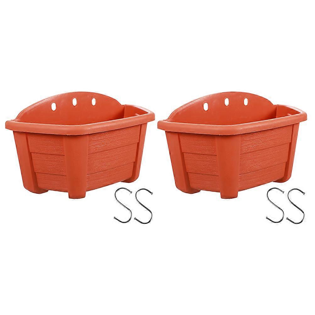 Garden Hanging Flower Pot With Hooks For Outdoor And Indoor Use 15.5X27CM Red Practical 2 Sets