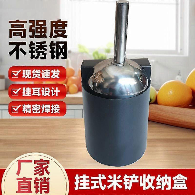 1 Set Ice Scoop with Holder: Stainless Steel Utility Scoop and Storage Box Set - Home and Commercial Use for Grains Flour Nuts Ice Cubes Cereals
