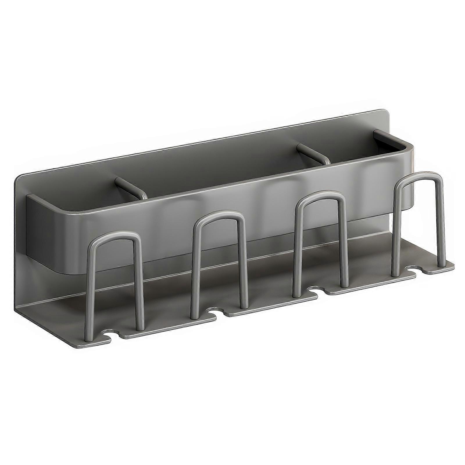 Wall-Mounted No-Drill Toothbrush Holder (Grey 4 Cup)
