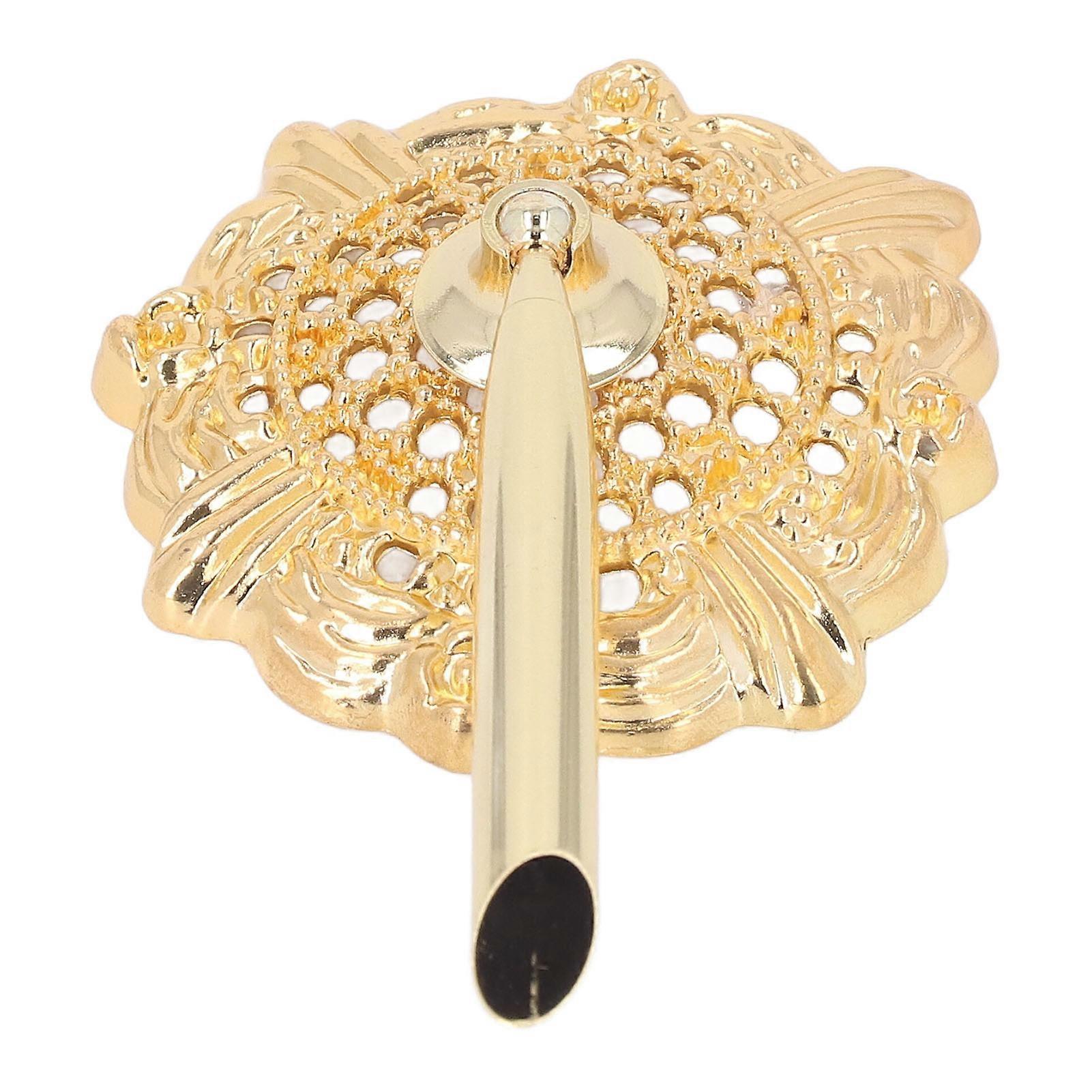 Pen Stand Retro Classic Style Hollow Pattern Compact Metal Material Decorative Practical Insertion Pen Holder for Office Gold ( Pen Not Included) 