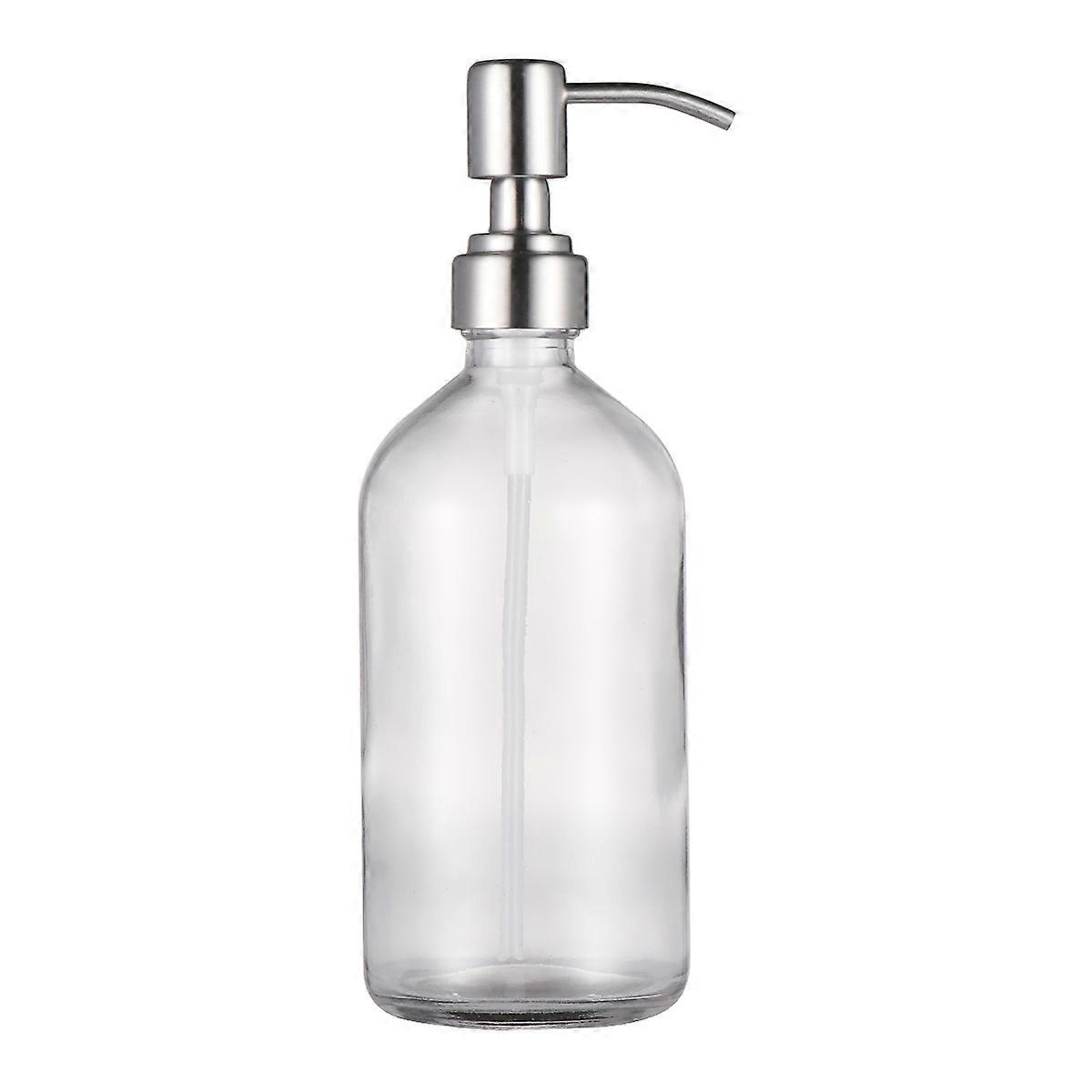 Empty Bottles For Shampoo Refillable Glass Bottle Travel Dispenser Shampoo Container Bottle 500ml Clear Glass and Stainless Steel 1Pack