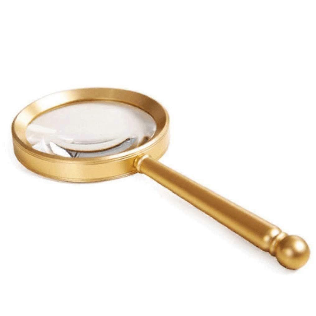 Hand Magnifier with Metal Handle, Golden Reading Magnifier for Small Cards, Newspapers, Documents and Labels
