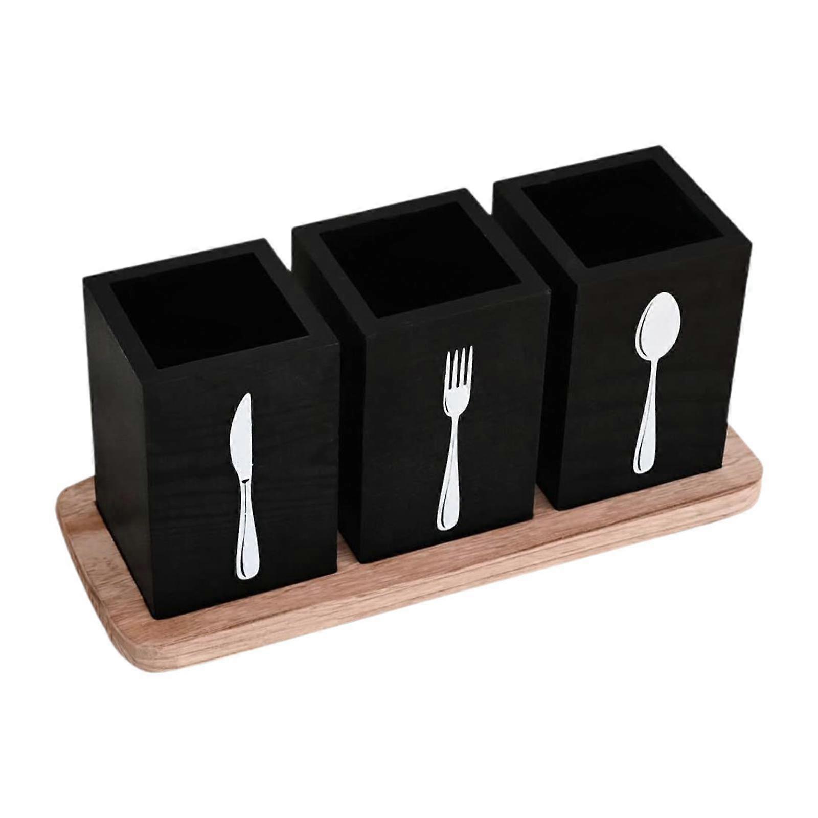 Kitchen Utensils Holder with Tray Storage Container Cutlery Silverware Holder