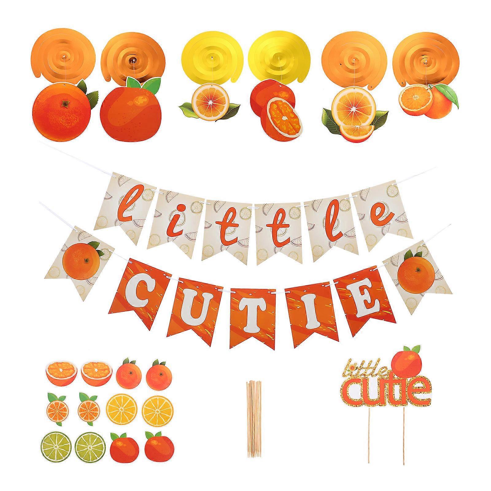 Orange Printing Birthday Party Decorations Collection Designed For Hosts Includes 20Pcs Spiral And Banner Items