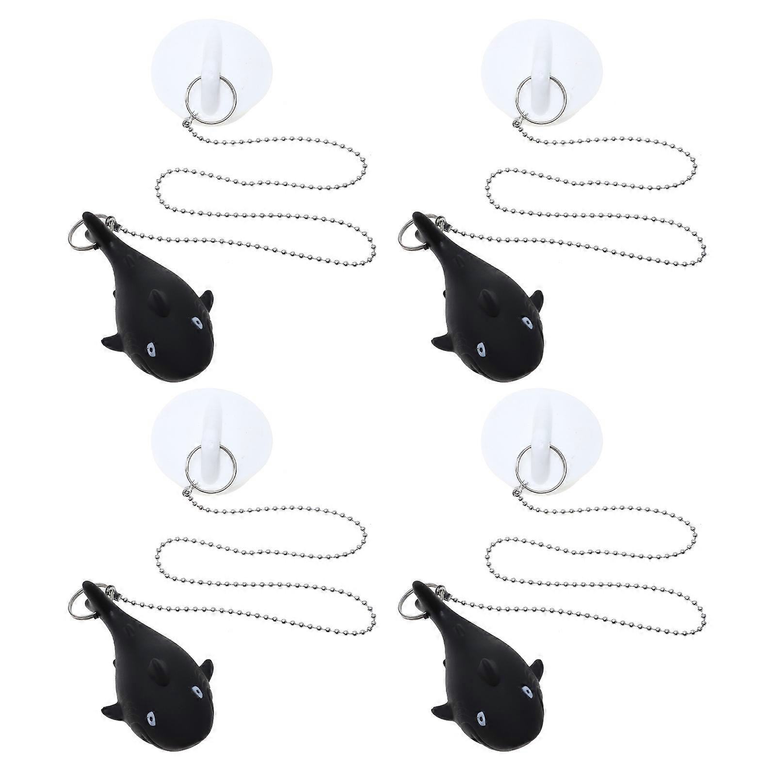 Plastic Sink Plugs with Chain for Bathroom Use Black Pieces