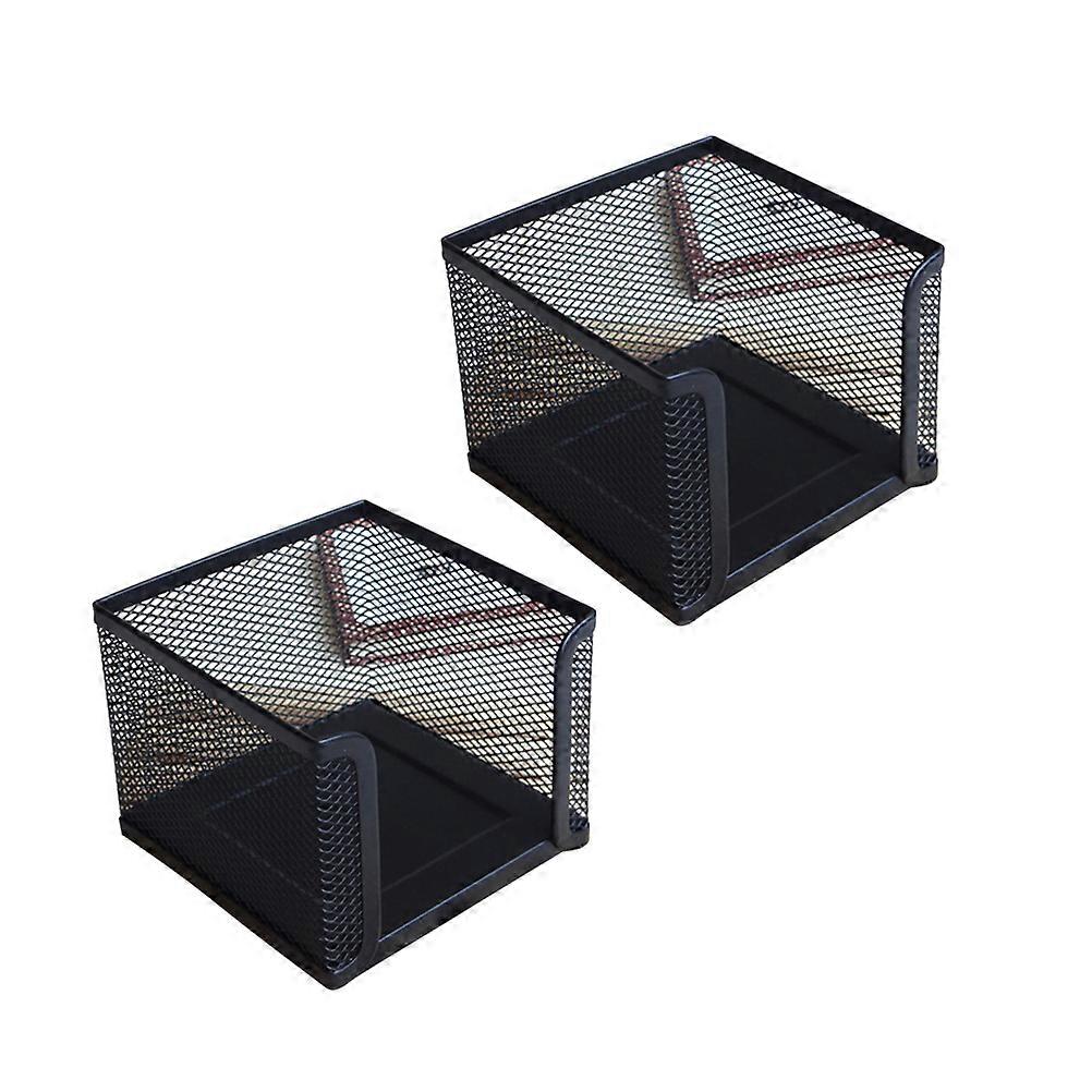 Self-Stick Note Pad Holder Wire Mesh Desktop Note Dispenser for Office Use Black with Easy Access 2Pcs