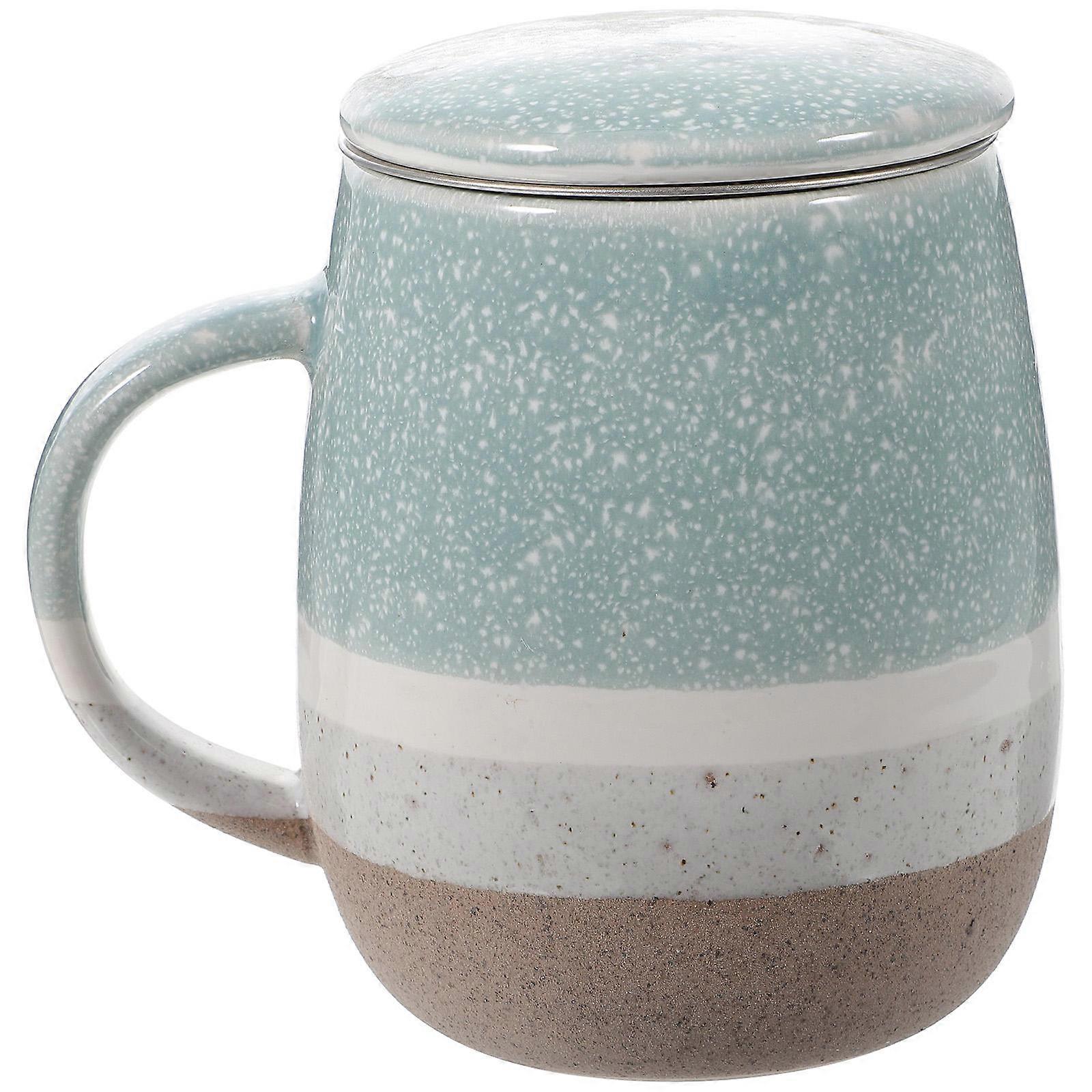 Versatile Ceramic Water Cup Ideal For Home Office And Café Use 350ml With Premium Stainless Steel Strainer 1Set