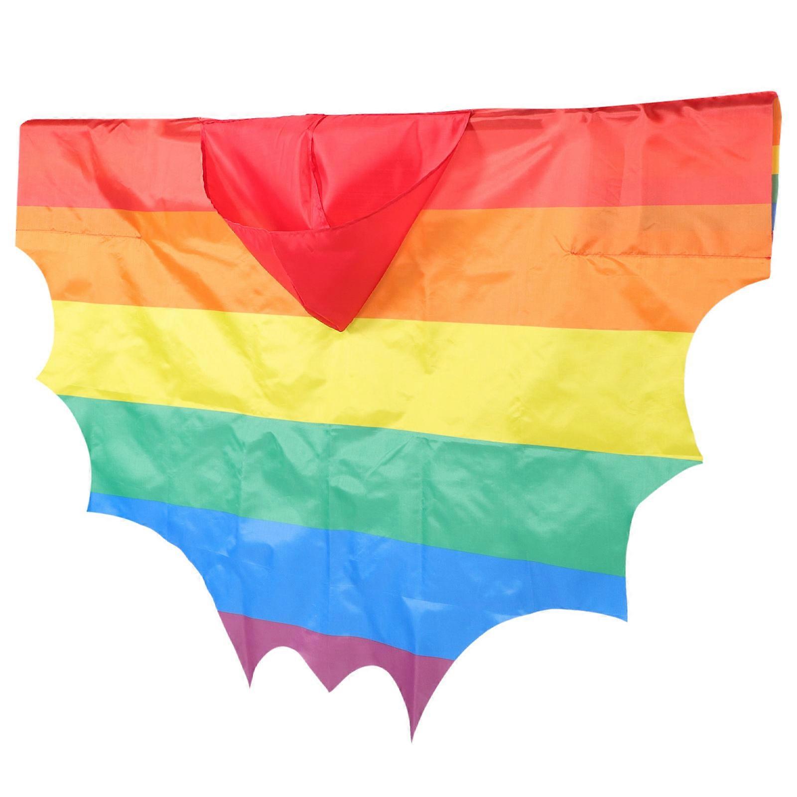 147X124Cm Rainbow Cape Theme Party Prop Cape Shape Assorted Color 1Pack
