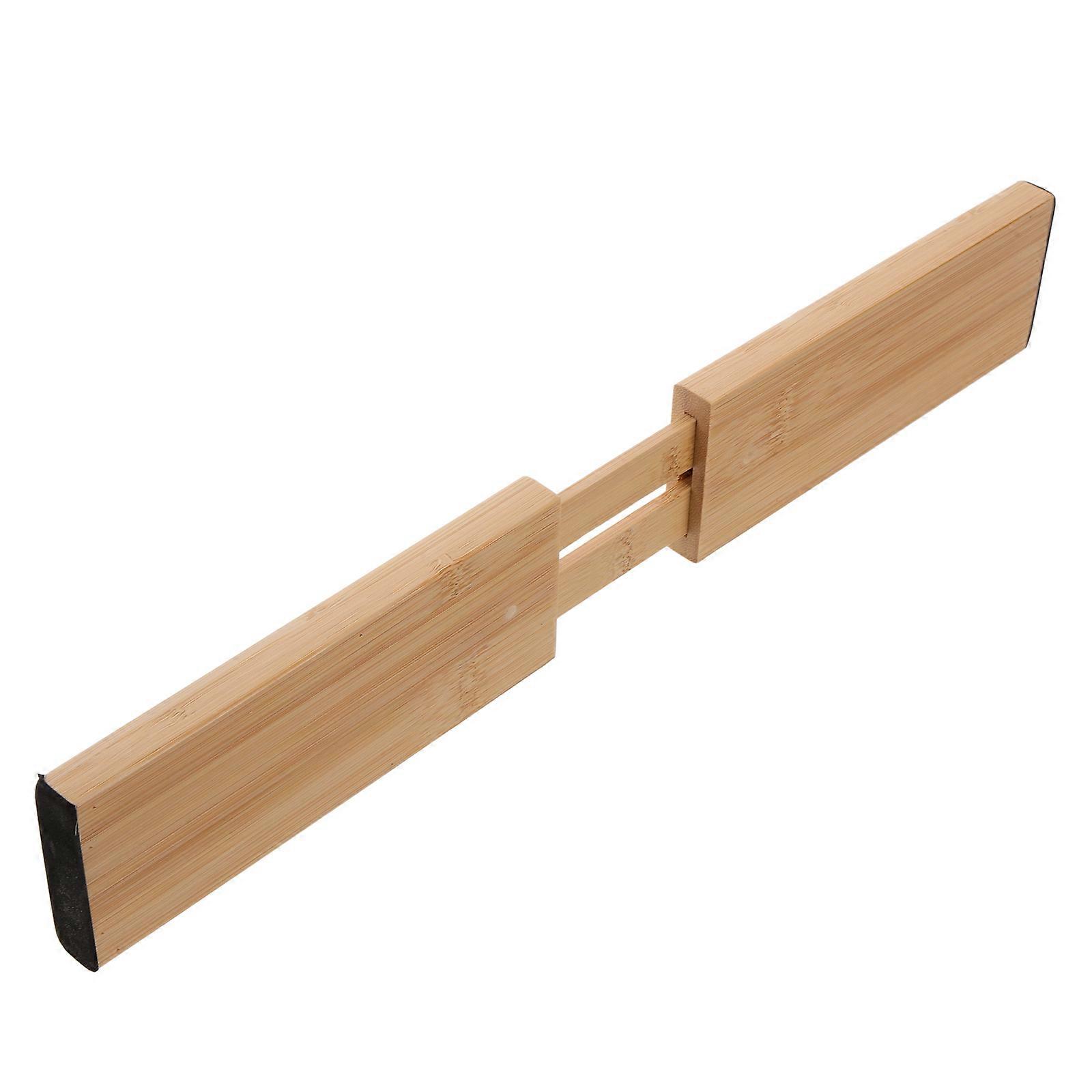 Khaki Adjustable Bamboo Drawer Divider for Storage Use Sturdy Kitchen Organizer 3 Compartment Size