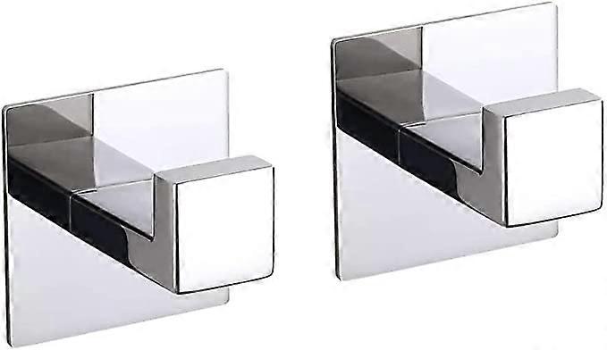 Stainless Steel Towel Hooks Self-Adhesive No Drill Wall Mount Rustproof Pack of 2 Chrome Finish
