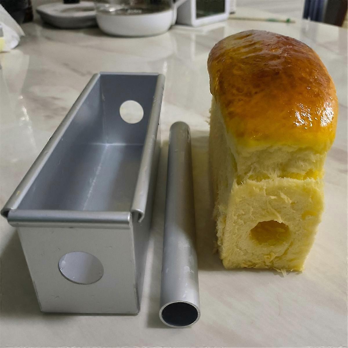 ロングケーキベーキングパンフローイングハートケーキモールドアルミニウム合金スクエアブレッドローフパンセンターチューブ付き