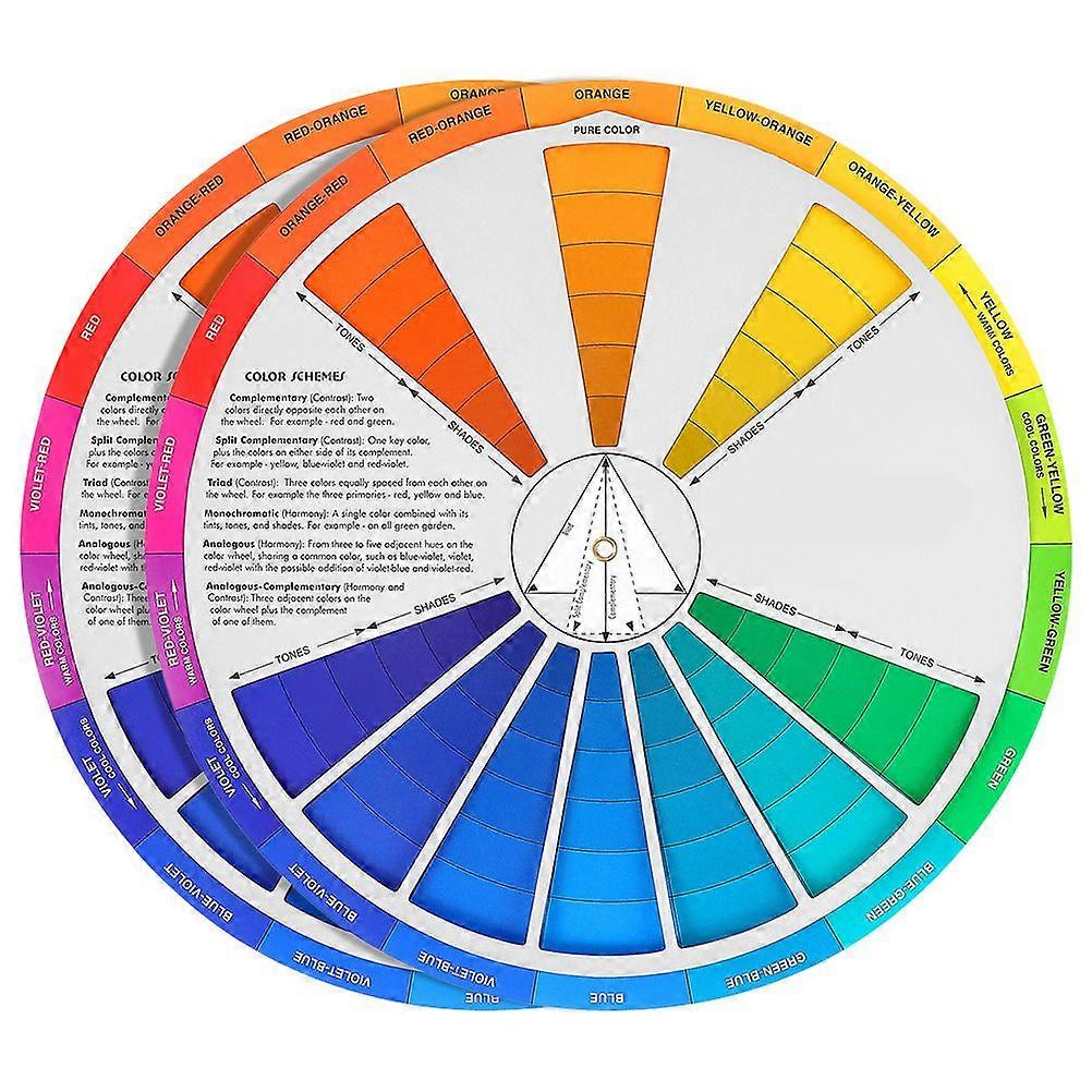 2Pcs Color Learning Watercolor Wheel Art Class Teaching Tool for Makeup Blending Painting
