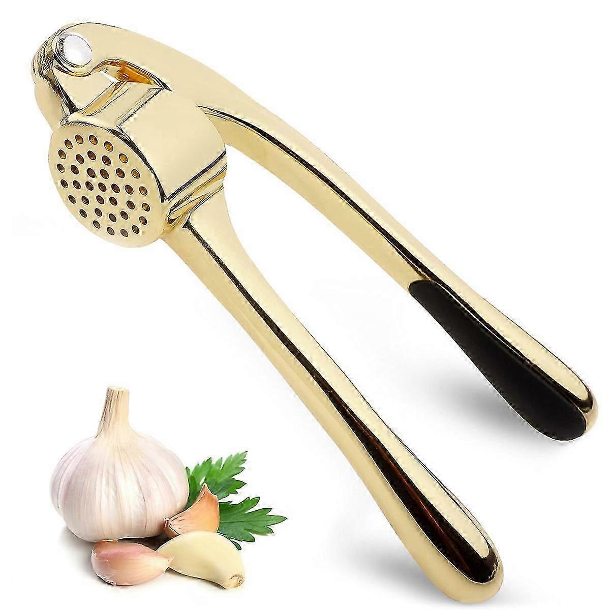 Premium Garlic Press - Soft Easy-squeeze Ergonomic Handle, Sturdy Design Extracts More Garlic Paste Per Clove, Garlic Crusher For Nuts Seeds, Profes