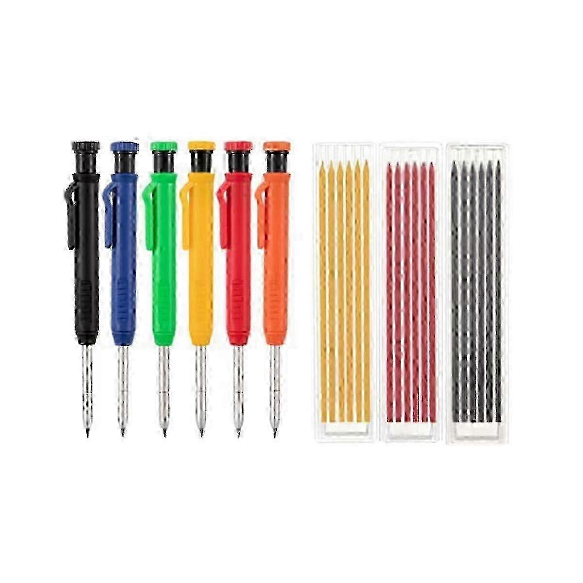 Conjunto de Lápis de Carpinteiro Mecânico de 18 Peças com Recargas de 2,8mm para Carpintaria e Design de Furos Profundos