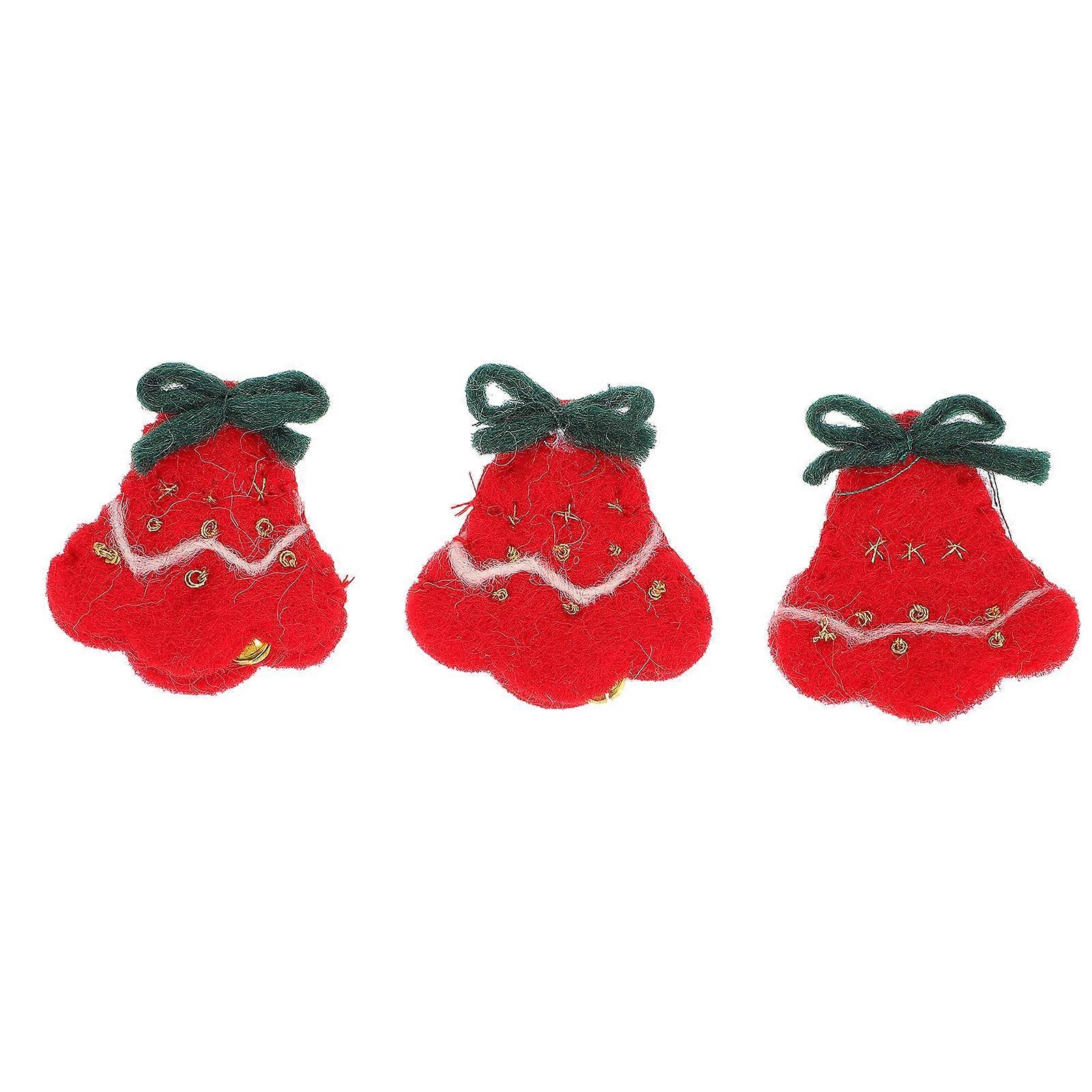 Clothing Patches Iron on Bell Shape Patches Xmas Tree Ornaments Red Wool Felt Christmas Decoration 3Set
