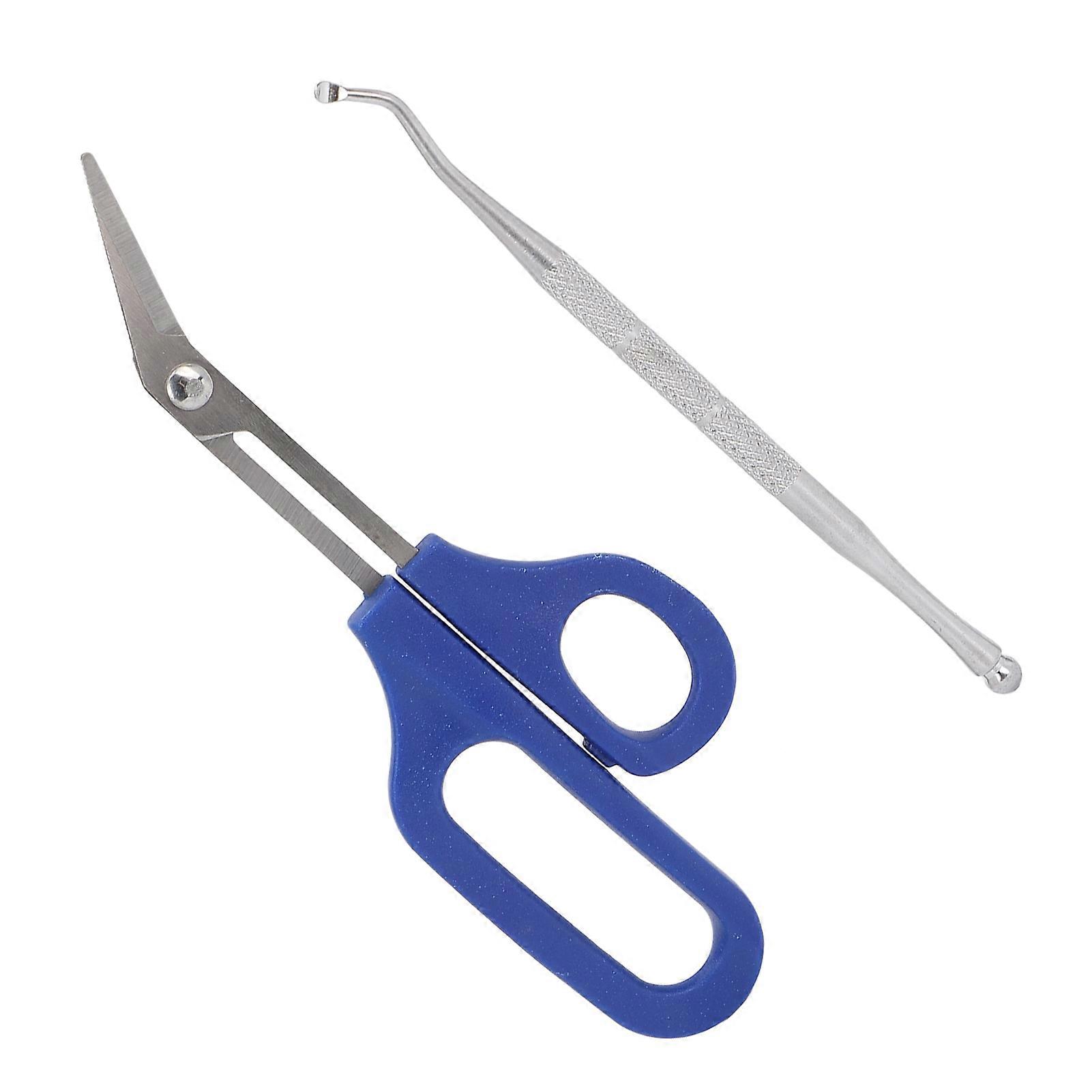 Long Handled Toenail Scissors Set with 4.5in Ingrown Nail File, Stainless Steel