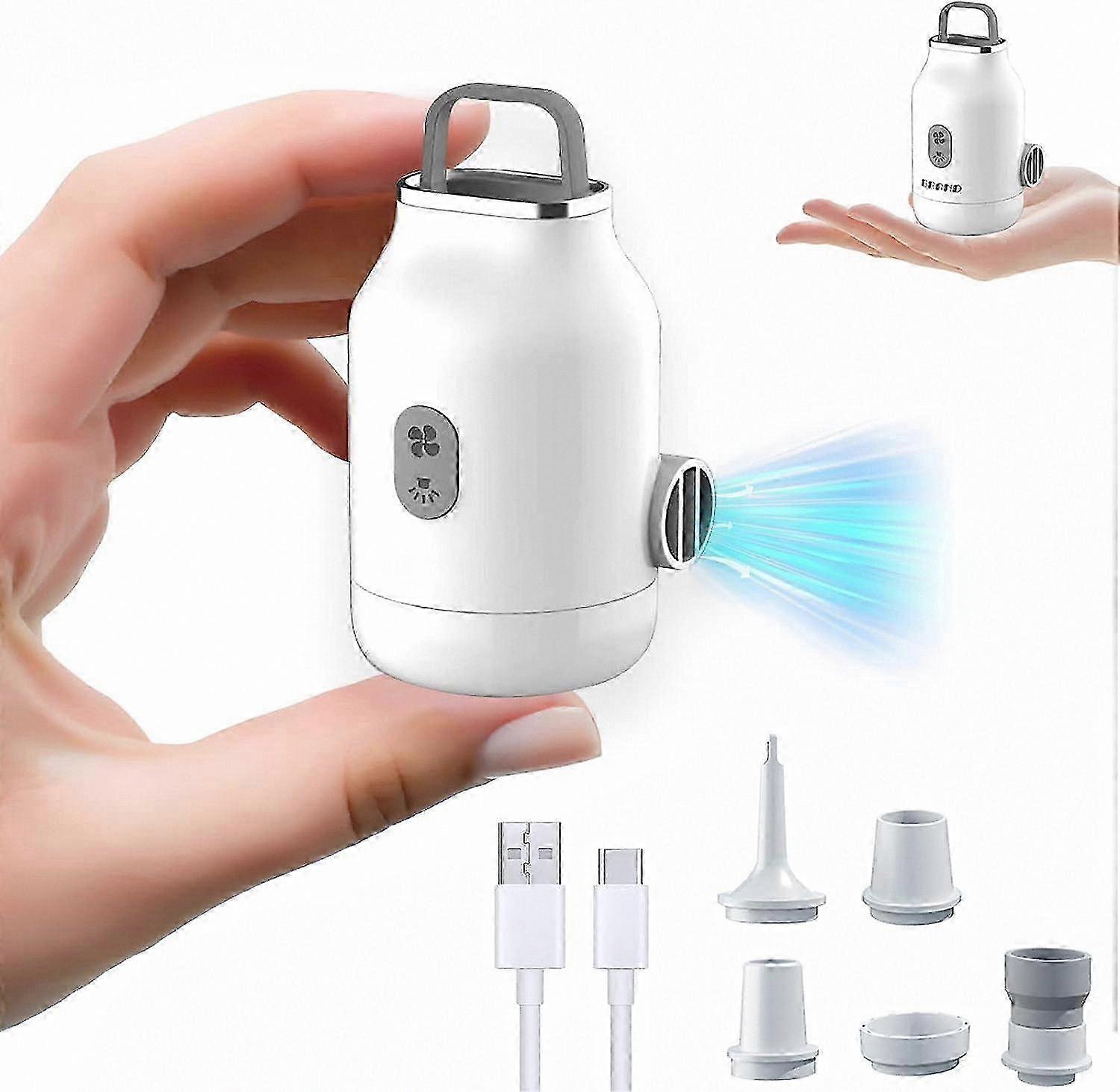 Rechargeable Air Pump with Night Light and 5 Nozzles for Inflatable Mattresses, Boats, and Pool Toys