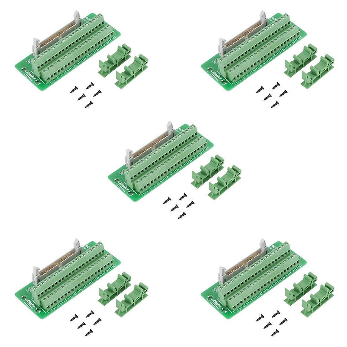 5X IDC40P 40Pin Connector Strip Breakout Board Terminal Block Plug PLC Interface with Bracket, for P