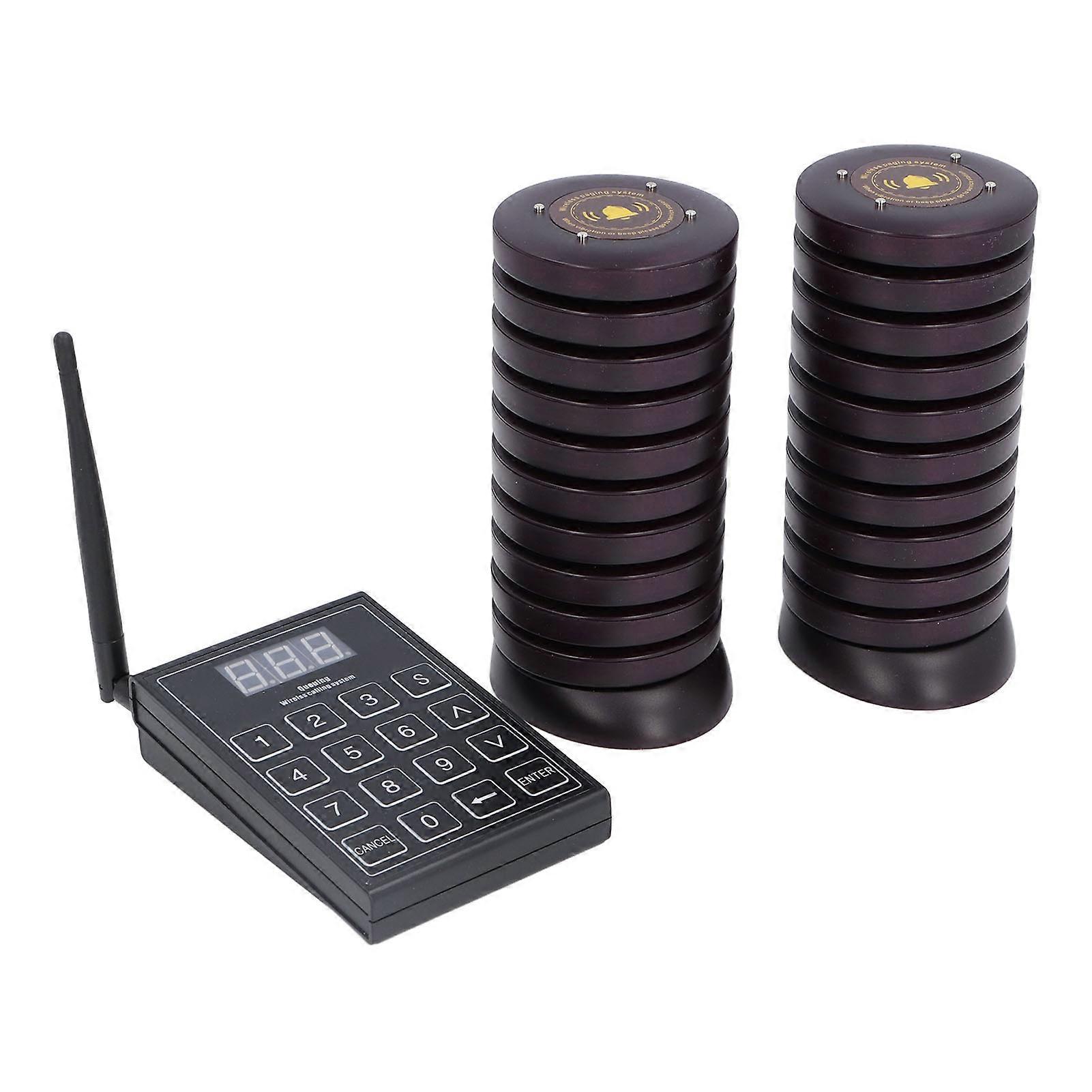 Restaurant Pager System Professional 1 Transmitter 20 Receivers Wireless Calling Set EU Plug