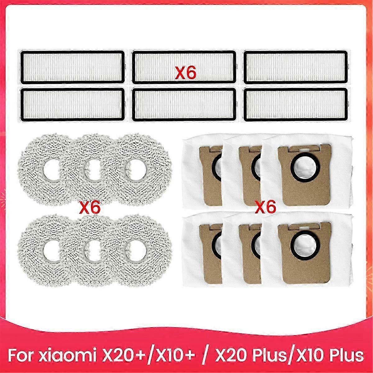 compatible Xiaomi Robot Vacuum X20+, X10+ / X20 Plus, X10 Plus Hepa Filter Mop Cloth Dust Bags Parts Access-jc