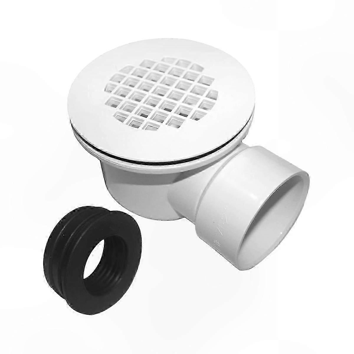 Flat Shower Base Drain with Perforated Strainer and Side Outlet for Easy Installation