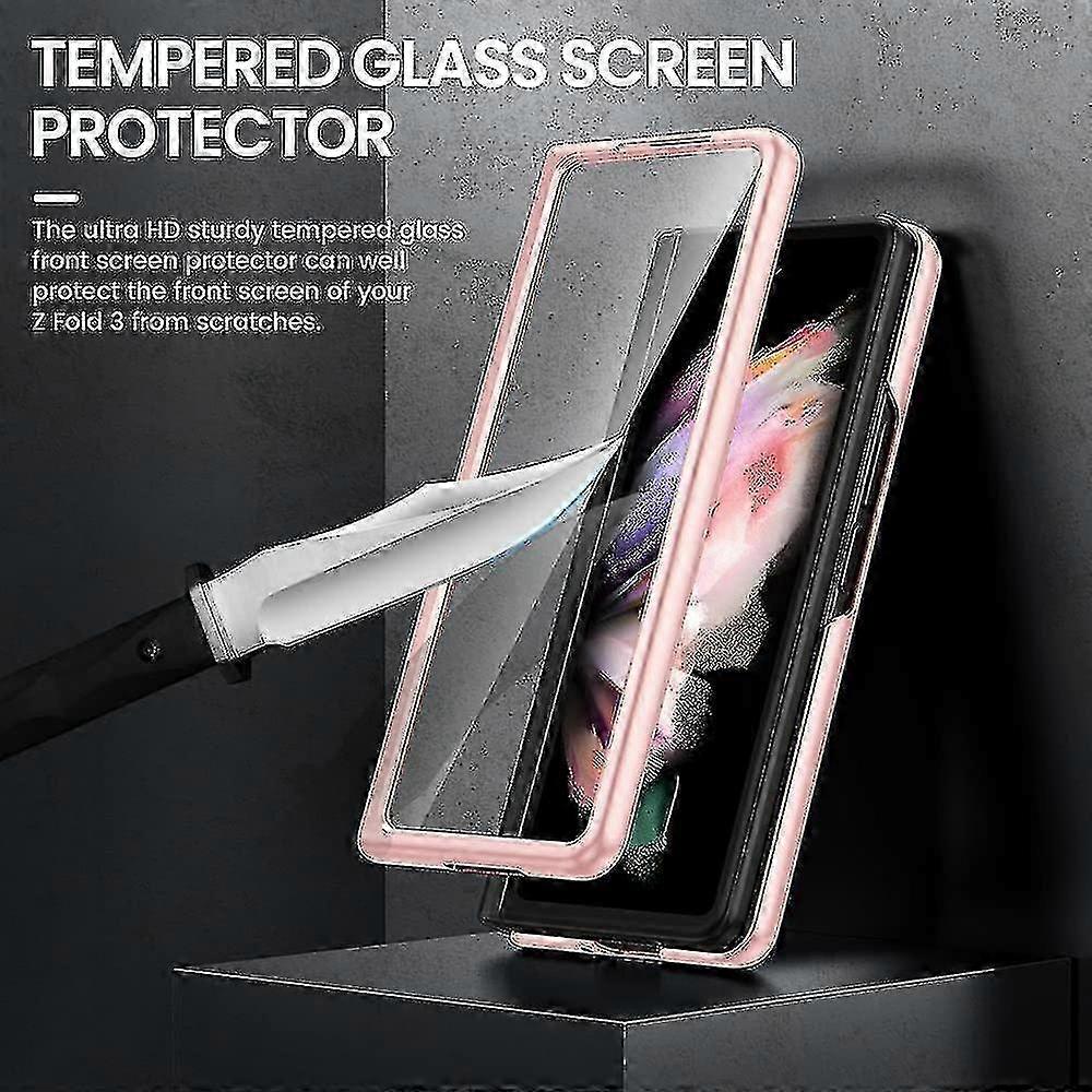 Leather Case Compatible With Samsung Galaxy Z Fold 3 With S Pen Holder Front Screen Protector